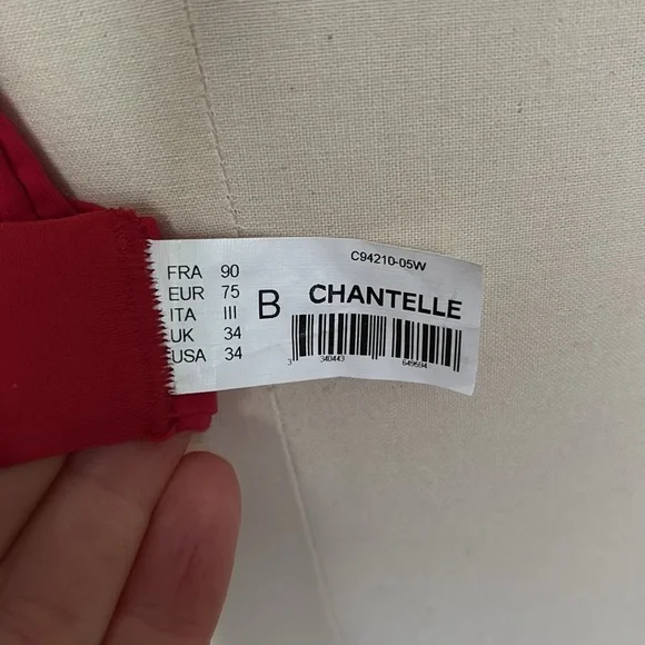 Chantelle EasyFeel Floral Touch Red Mesh and Lace Bra 34B - Picture 10 of 11